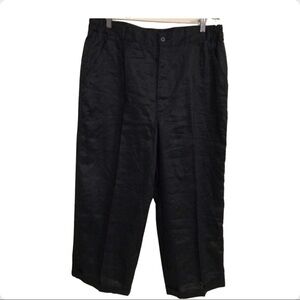 Torch size XL /38 100% linen cropped Wide leg black pants minimalist modern